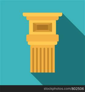 Museum pillar icon. Flat illustration of museum pillar vector icon for web design. Museum pillar icon, flat style
