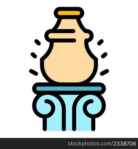 Museum pot icon. Outline museum pot vector icon color flat isolated. Museum pot icon color outline vector