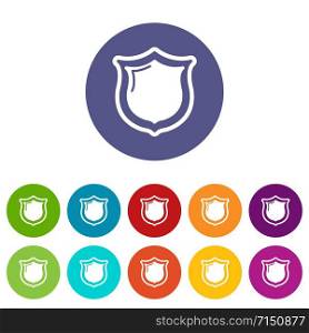 Museum shield icons color set vector for any web design on white background. Museum shield icons set vector color