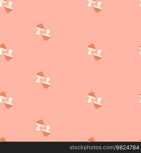 Mushroom and flower seamless pattern. Simple and elegant hand drawn design. Colorful vector illustration. 