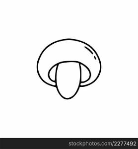 Mushroom ch&ignon drawn by hand with a black contour line. Icon in the style of Doodle. Vector illustration with ingredients for cooking.