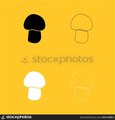 Mushroom - champignon black and white set icon .. Mushroom - champignon black and white set icon . Flat style .