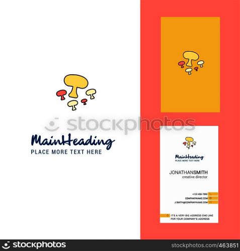 Mushroom Creative Logo and business card. vertical Design Vector