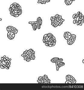 mushroom food forest fungi vector seamless pattern thin line illustration. mushroom food forest fungi vector seamless pattern