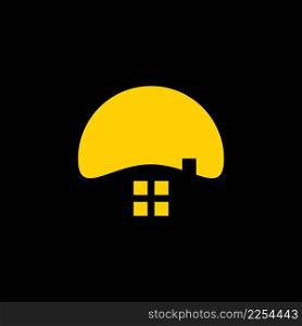 Mushroom house logo at night vector design
