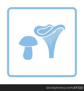 Mushroom icon. Blue frame design. Vector illustration.