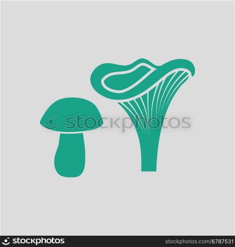 Mushroom icon. Gray background with green. Vector illustration.