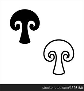 Mushroom Icon, Mushroom With Cap And Stipe Vector Art Illustration