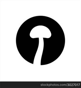 Mushroom Icon, Mushroom With Cap And Stipe Vector Art Illustration. Mushroom Icon, Mushroom With Cap And Stipe