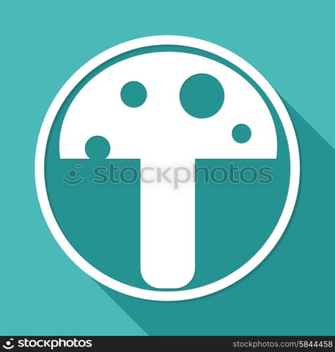 mushroom icon on white circle with a long shadow