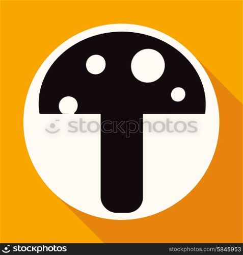 mushroom icon on white circle with a long shadow