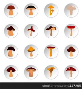 Mushroom icons set in flat style isolated vector icons set illustration. Mushroom icons set in flat style