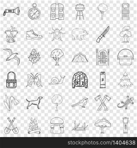 Mushroom icons set. Outline style of 36 mushroom vector icons for web for any design. Mushroom icons set, outline style