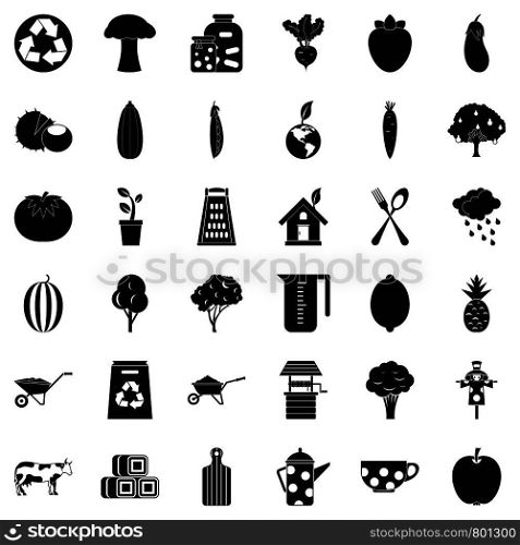 Mushroom icons set. Simple style of 36 mushroom vector icons for web isolated on white background. Mushroom icons set, simple style