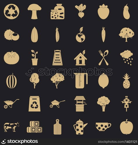 Mushroom icons set. Simple style of 36 mushroom vector icons for web for any design. Mushroom icons set, simple style