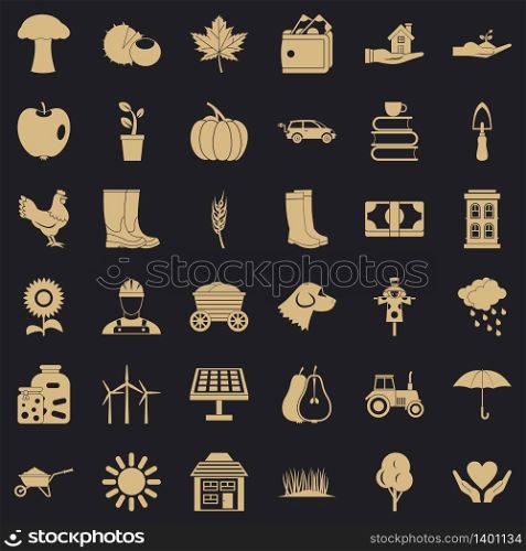 Mushroom icons set. Simple style of 36 mushroom vector icons for web for any design. Mushroom icons set, simple style