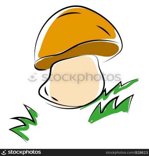 Mushroom in woods, illustration, vector on white background.