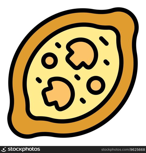 Mushroom khachapuri icon outline vector. Cooking food. Bread meal color flat. Mushroom khachapuri icon vector flat