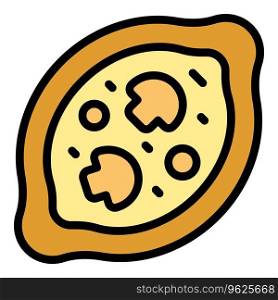 Mushroom khachapuri icon outline vector. Cooking food. Bread meal color flat. Mushroom khachapuri icon vector flat