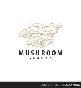 Mushroom Logo, Retro Minimalist Design, Food Vector, Mushroom Plant, Icon Illustration Symbol