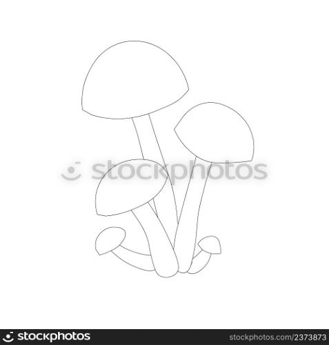 Mushroom monochrome outline nature stock vector illustration