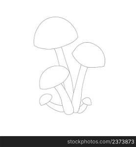 Mushroom monochrome outline nature stock vector illustration