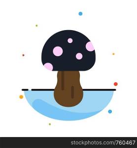 Mushroom, Nature, Poison, Spring Abstract Flat Color Icon Template