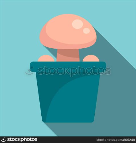 Mushroom pot icon. Flat illustration of mushroom pot vector icon for web design. Mushroom pot icon, flat style