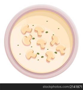Mushroom soup cream icon cartoon vector. Hot food. Bowl plate. Mushroom soup cream icon cartoon vector. Hot food