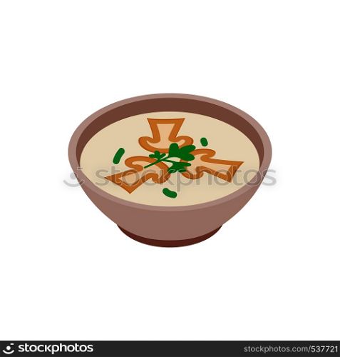 Mushroom soup icon in isometric 3d style isolated on white background. Mushroom soup icon, isometric 3d style
