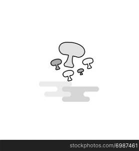 Mushroom Web Icon. Flat Line Filled Gray Icon Vector