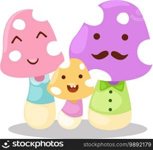 Mushrooms family illustration