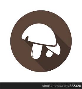 Mushrooms flat design long shadow icon. Vector silhouette symbol. Mushrooms flat design long shadow icon