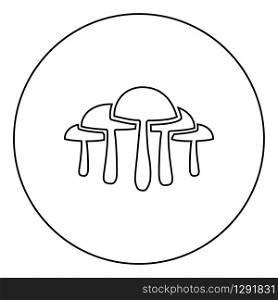Mushrooms icon in circle round outline black color vector illustration flat style simple image. Mushrooms icon in circle round outline black color vector illustration flat style image
