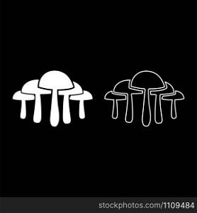 Mushrooms icon outline set white color vector illustration flat style simple image