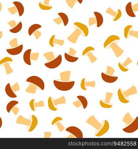 Mushrooms on a transparent background. Vector seamless pattern. For fabric, background, textile, wrapping paper and other decorations.