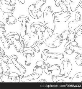 Mushrooms seamless pattern. Natural food theme vector background