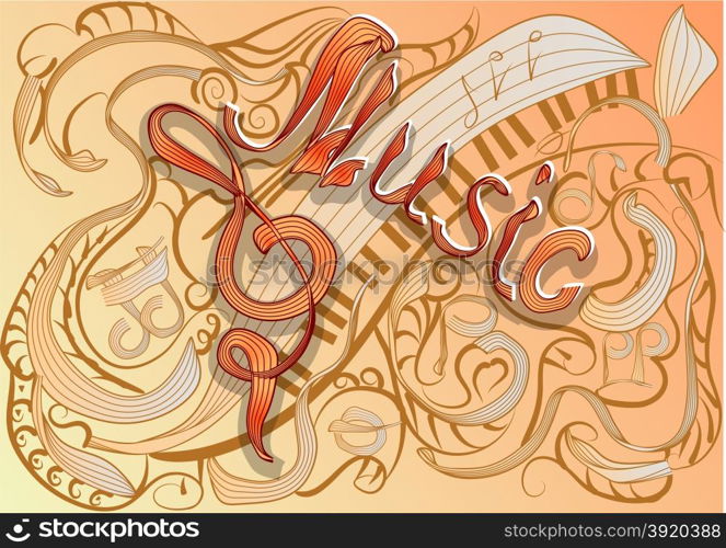 music. abstract music background with notes and clef