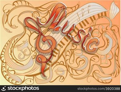 music. abstract music background with notes and clef
