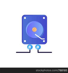 Music, Audio, Computing, Play Flat Color Icon. Vector icon banner Template