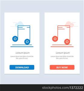 Music, Audio, School Blue and Red Download and Buy Now web Widget Card Template