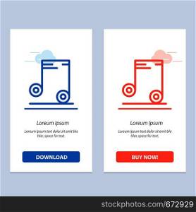 Music, Audio, School Blue and Red Download and Buy Now web Widget Card Template