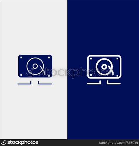 Music, Audio, Speaker, Loud Line and Glyph Solid icon Blue banner