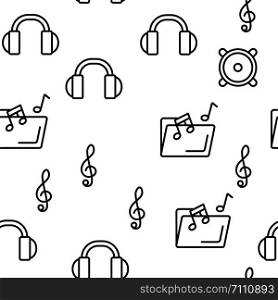 Music, Audio Vector Seamless Pattern Contour Illustration. Music, Audio Vector Seamless Pattern