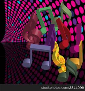 Music Background - Multicolor Notes on Twisted Dotted Background