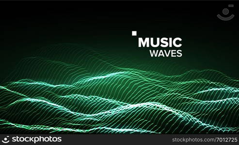 Music Background Vector. Digital Big Flow. Dj Backdrop. 3D Illustration. Music Background Vector. Technology Stream. Electric Bokeh. 3D Illustration