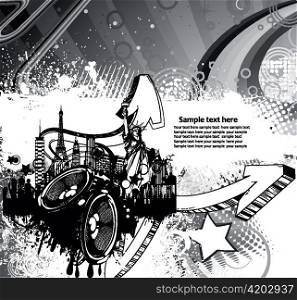 music background with city vector illustration