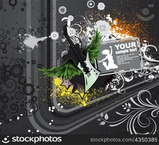 music background with guitar vector illustration