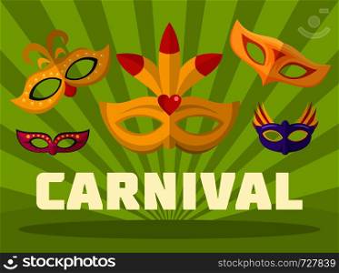 Music carnival logo. Flat illustration of music carnival vector logo for web. Music carnival logo, flat style
