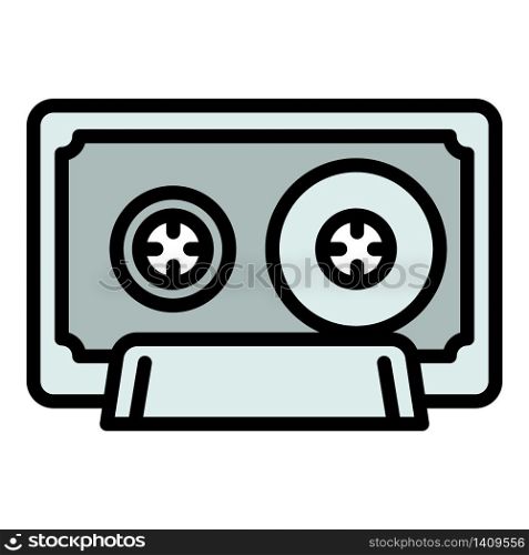 Music cassette icon. Outline music cassette vector icon for web design isolated on white background. Music cassette icon, outline style